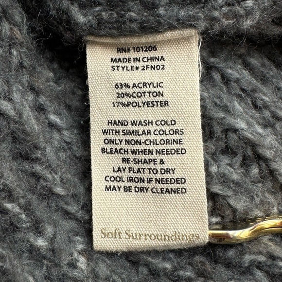 Soft Surroundings Solemio Cardigan Sweater Gray Button Front Ribbed Chunky Long - Picture 9 of 9
